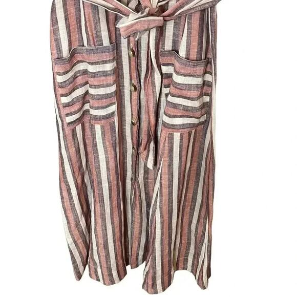 Free People Monday Striped Linen Blend Midi Dress Size XS - Picture 6 of 9